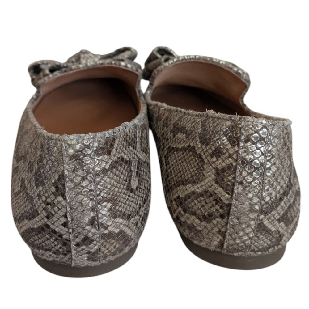 Gentle Souls Kenneth Cole Eugene Snakeskin Bow Loafers 9.5 Gray Leather - Picture 4 of 10